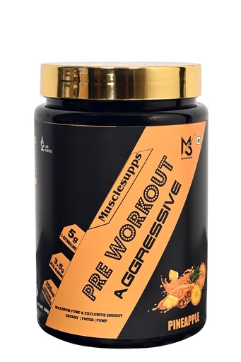 [BRSREHA3AQHQACDX] Pre Workout Aggressive | Boost Energy, Enhance Focus & Maximize Muscle Pumps (330g, Pineapple)