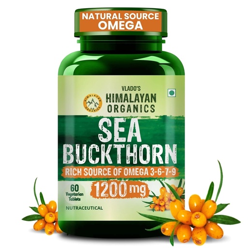 [BRSRGCYPB5YWOFA6] Vlado's Himalayan Organics Sea Buckthorn - 1200mg - Rich source of Omega 3-6-7-9 I 190+ Bio-active Elements ( vitamin A,B,C,D,E, ) Vitmain K - 18+ amino acids+ I Antioxidants, Immunity & Collagen Boosting, Supports Skin, Gut, Heart, Muscle, Bone - Direct source from ladakh- 60 Veg Extract Tablets