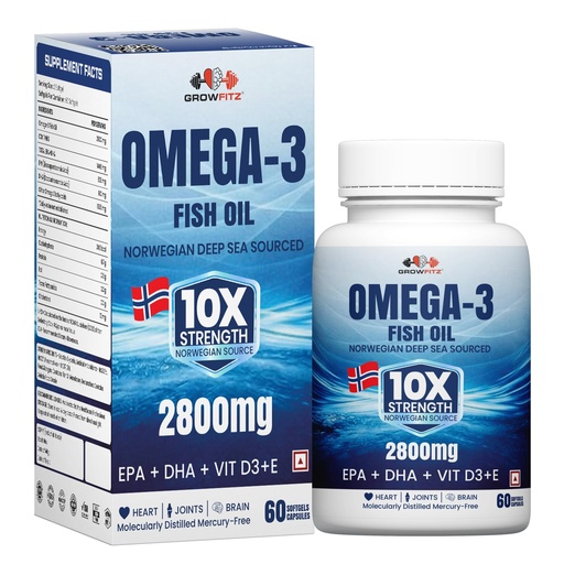[BRSRYYYBBZ5R6CLG] Growfitz Omega 3 Fish Oil for Men & Women, 60 Softgels