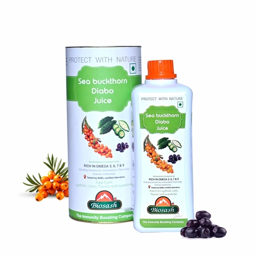 [BRSRABAOCMDRACI4] Biosash Sea Buckthorn DIABO Juice 750ml | From Certified Organic Berries, Cold-Pressed | Rich in Omega 3 6 7 9, Vitamins & Antioxidants | Herbal extracts for Sugar control | No Added | 150 Serves