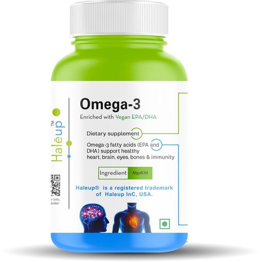 [BRSRMEAPC4NBGETA] Omega 3 from Haleup INC USA 500 mg || Enriched with EPA/DHA || Healthy Heart|| Brain|| Immunity- 60 Capsules