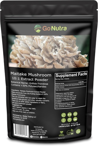 [BRSWGAALOEOQA3IZ] Go Nutra Maitake Mushroom Extract Powder 8 oz | 10:1 Extract Strength | Mushroom Supplement 30% Polysaccharides | Maitake Powder King of Mushrooms | 8 Ounce