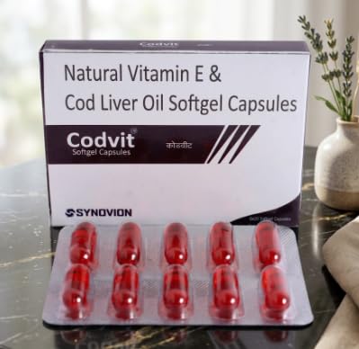 [BRSRYYY3CUCWY3DU] COD VIT Vitamin E and Cod Liver Oil Capsules,10 Capsules, for Adults