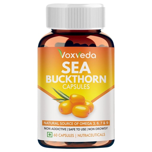 [BRSROBAFAF4BM3LV] Voxveda's Sea Buckthorn Capsules Rich in Omega 3, 6, 7 & 9 - Immunity Booster | Natural Herbal Capsules | Super Antioxidant | Restores Skin Health