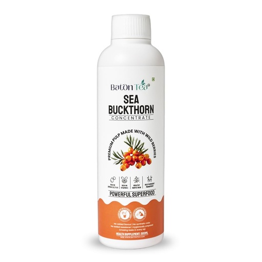 [BRSRGYY5CIFGCG3Z] Baton Tea Himalayan Sea Buckthorn Pulp Juice 300ml | Cold-Pressed | Natural Vitamin C, Omega 3 6 7 9, Antioxidants | Immunity, Skin Glow & Gut Health Support | No Added Sugar | Lab Tested |Pack Of 1