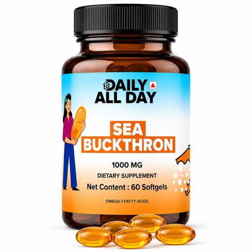 [BRSRY23QORYB6A3D] Sea Buckthorn Oil Softgels 1000MG | Omega-7 Fatty Acids | 60 Softgels | Dietary Supplement | Supports Healthy Skin, Hair & Nails for Men & Women | 30 Days Servings