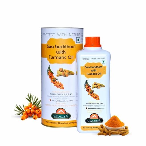 [BRSRABLQOUIAEF3F] Biosash Sea Buckthorn Juice with Turmeric Oil 750ml | From Certified Organic Berries| Rich in Omega 3 6 9 & Antioxidants | No Added Sugar, Immunity, Herbal, Wellness & Vitality | 150 Serves