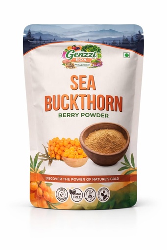 [BRSRGBT4AUCQGAYV] Genzzi Box Himalayan Sea Buckthorn Berries Powder | Rich in Omega 3, 6, 7, 9 | Collagen, Fiber, Vitamin C, Vitamin E | Dry Sea Buckthorn Berry Powder (200Gm)