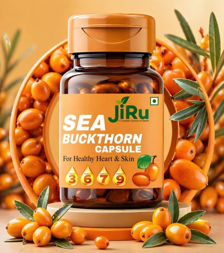 [BRSRECTQAEPQEDL4] Jiru Sea Buckthorn Capsules for Healthy Heart and Skin (Rich source of Omega 3, 6, 9 and 7 and Super Anti-oxidant)