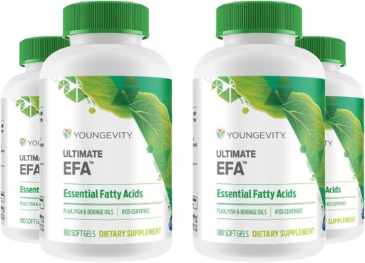 [BRSWIZAYAICRYFD6] Youngevity Ultimate EFA - Organic Source of Essential Fatty Acids | Omega 3, 6, & 9 | Made from Borage, Flax & Fish Oil | 180 Count (Pack of 4)