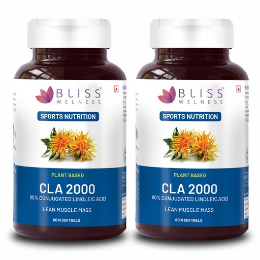 [BRSW2CYQCB7RAFI4] Bliss Welness Cla 2000 (Conjugated Lenoleic Acid) Lean Muscle Build Supplement (Pack Of 2), Capsule