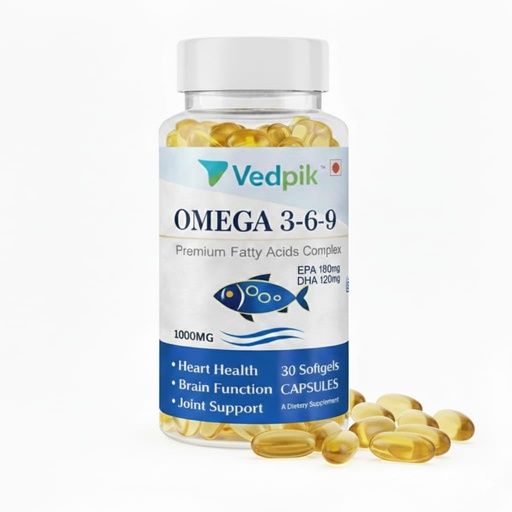 [BRSRGGAFBENQ2AY6] Omega 3-6-9 Premium Complex 1000 mg, with EPA 180 mg & DHA 120 mg, 30 Softgel Capsules