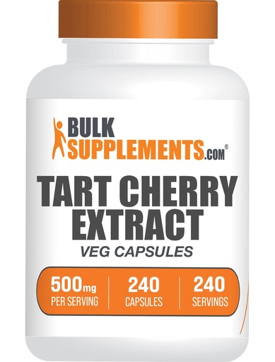 [BRSRMEDRBZ7AGETL] BulkSupplements.com Tart Cherry Extract Capsules- Tart Cherry Supplement, Tart Cherry Capsules 500mg - Antioxidant Source, Gluten Free, 1 Capsule per Serving, 240 Veg Capsules (Pack of 1)