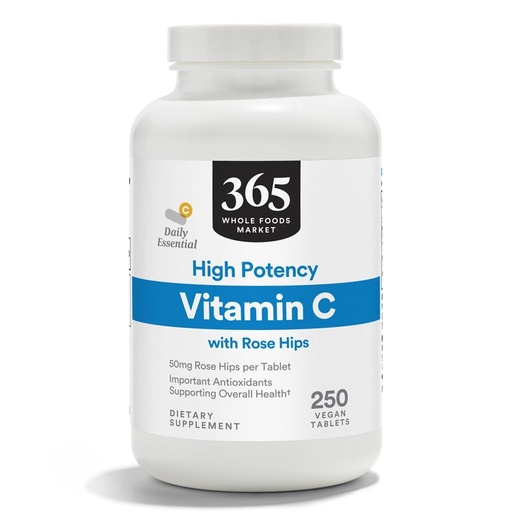 [BRSWGZQCB4FBGGTL] 365 by Whole Foods Market, High Potency Vitamin C with Rose Hips, Vegan, 250 Tablets