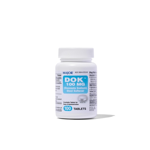 [BRSWGYATA56BSCL4] Major Docusate Sodium 100 mg - Stool Softener Tablets for Constipation Relief - Helps Stop Constipation - Stool Softeners for Women, Men, and Kids Ages 12+ - 100 Tablets