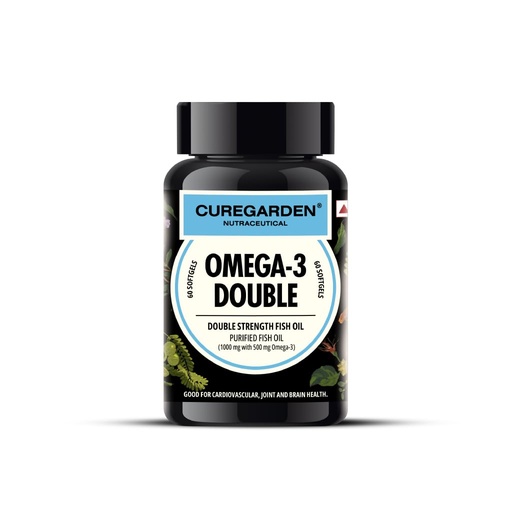 [BRSW2EIQC4BRO2DG] Curegarden Omega-3 Double Fish Oil Fatty Acids 1000mg Softgels, 60 Count