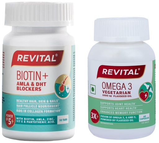 [BRSREGAFAUMQG33K] Revital Omega Veg 60 tablets + Revital Biotin 50 tablets
