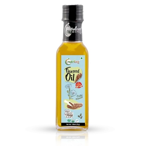 [BRSWGZIBDMDWO3T3] Nutriorg Cold Pressed Organic Flax Seed Oil 100 ml | Cold Pressed | Omega 3 Rich | For Weight Loss