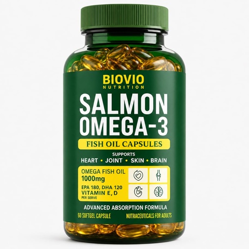 [BRSRY2Q7BUFAG334] BIOVIO Salmon Omega 3 Fish Oil Capsules 1000mg For Men & Women