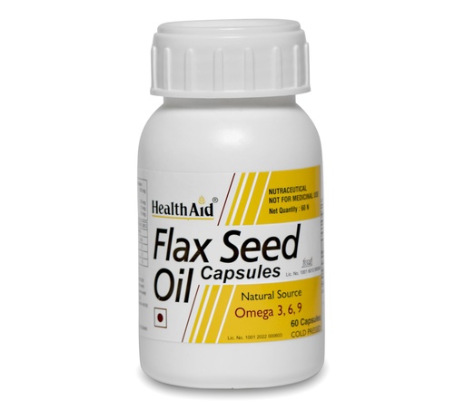 [BRSWIFQYO4IGOCTO] HealthAid Cold Pressed Flaxseed Oil 1000mg | Omega 3-6-9 Supplement for Men & Women | Supports Heart, Skin & Joint Health | 60 Softgel Capsules