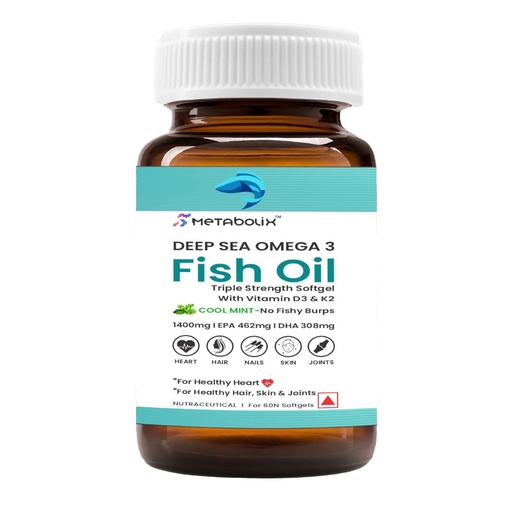 [BRSRGZAQDEPB4D3U] Deep Sea Omega 3 Fish Oil Capsules (60) | High EPA & DHA for Heart, Brain, Joint & Skin Health | Triple Strength Omega 3 supplement for Immunity, Metabolism & Inflammation Support