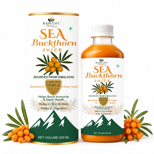 [BRSRGEI6AUPWYAD5] Rahulife Naturals Sea Buckthorn Juice 500ml | Himalayan Sourced | Rich in Omega 3, 6, 7 & 9 | High Omega-7 Formula | No Added Sugar | Supports Skin Glow, Immunity, Heart Health & Digestion