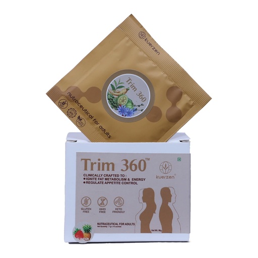 [BRSRGZARPIAWCG3F] Trim 360 Natural Weight Management Supplement | Green Tea Extract, Garcinia Cambogia, Capsaicin, L-Carnitine & Fiber | Fat Metabolism & Appetite Support | No Added Sugar | 14 Sachets