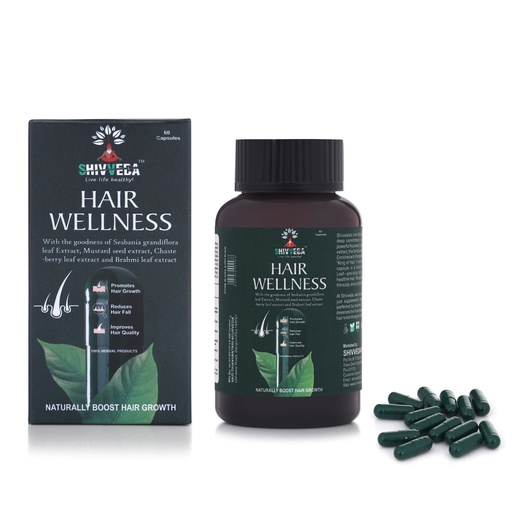 [BRSREYAQDMMGMHTF] SHIVVEDA Hair Wellness Capsules | Herbal Supplement with Brahmi, Mustard Seed & Chaste Berry Extract | Promotes Hair Strength, Nourishment & Scalp Care | 60 Capsules
