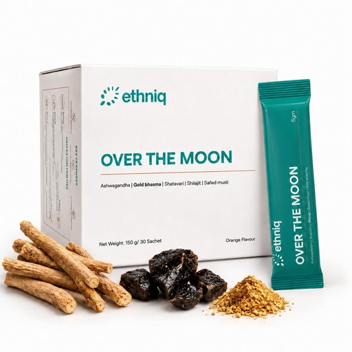 [BRSRGZQKC4ORGGT3] Over The Moon Drink Mix Ashwagandha Shilajit Safed Musli, Orange,30 Sachets