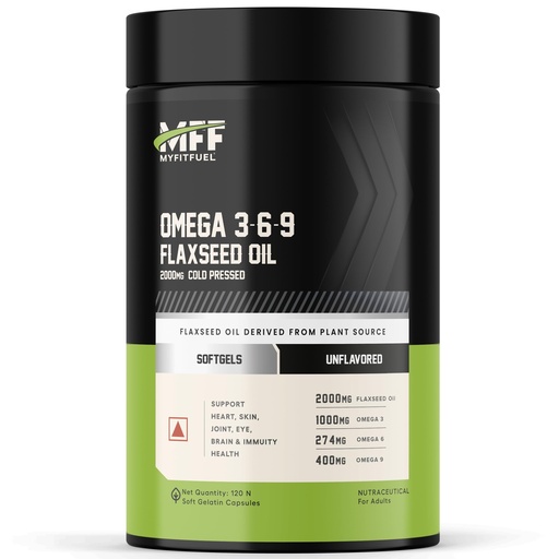 [BRSW2BQCBYFBAALH] MyFitFuel Omega 3 6 9 (2000mg) (120 Softgels) Flax Seed Oil Capsule, Cold Pressed, for Men and Women | Omega 3 Supplement | Omega 369 | Flaxseed Oil Omega3 Capsule | Omega Fatty Acid