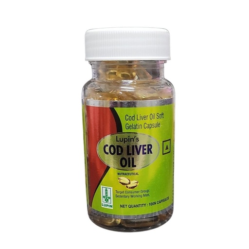 [BRSRYFQFAAMRGALO] Lupin's Cod Liver Oil Soft Gelatin Capsules | Rich in Omega 3, EPA & DHA for Immunity, Heart & Bone Health |100 Capsules