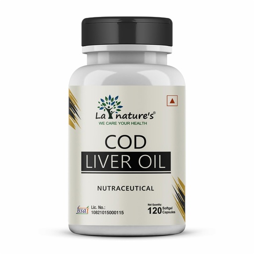 [BRSW2A3YDIBQK2A4] La Nature's Cod Liver Oil 300 mg Natural Source of Vitamin A & D for Men And Women- 120 Soft gel Capsules
