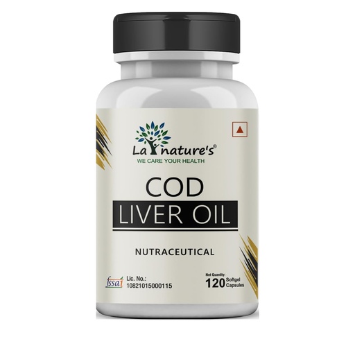 [BRSW2GQYC4FWG3LU] La Nature's Cod Liver Oil 120 Softgels - 300Mg, High In Vitamin A & D - Supports Brain, Joints, Eyes, And Immunity Support For Men And Women (Pack of 1)