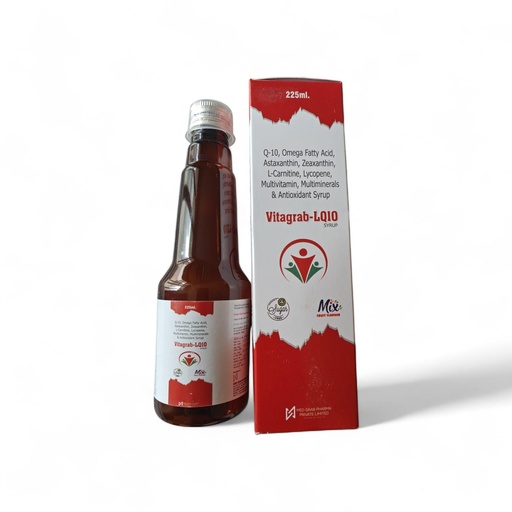 [BRSRGEI3BZ5RM335] LQ 10 Supplement Syrup with Q-10,Omega Fatty Acid,Astaxanthin,L-Carnitne,Lycopene Multivitmin,Multiminerals & Antioxidant Overall Health & Immunity (225 ml)