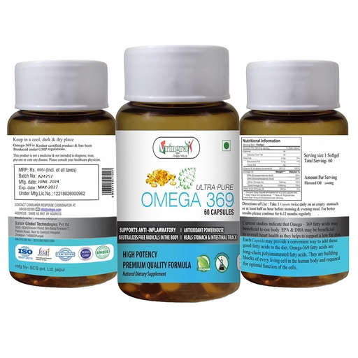 [BRSRAGQ2OUHA42DP] Omega 3 Capsules - Flax Seeds Oil Capsules-Flax Omega 369 Fatty Acid 60 Cap