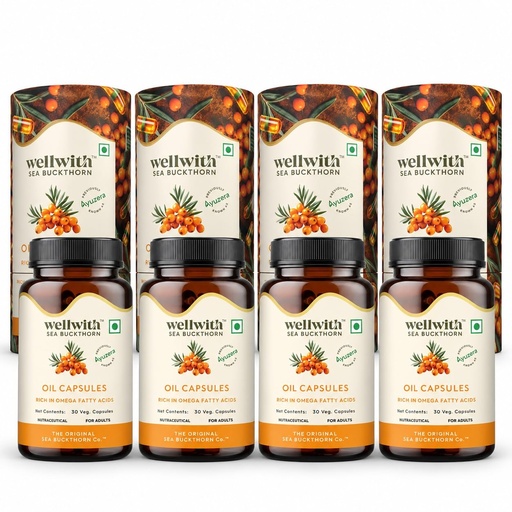 [BRSRAFIFOYNW2FDX] Ayuzera Wellwith by Sea Buckthorn Berry Oil Omega 7,120 Veg HPMC Capsules,60-Day Supply| Sea buckthorn capsules rich In Omega 3,6 & 9 For Muscle,Bone,Heart & Skin| Dietary Supplements,500 Mg Each, 1 Count