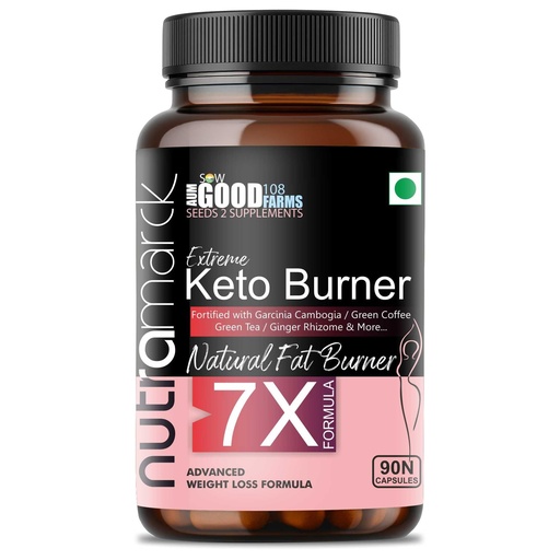 [BRSRAYL3OAFQG2A3] Keto Fat Burner 7X Capsules | Natural Weight Loss Supplement 1000mg With Garcinia Cambogia | Metabolism Booster | Fat Burner For Men & Women (90 Count (Pack of 1)