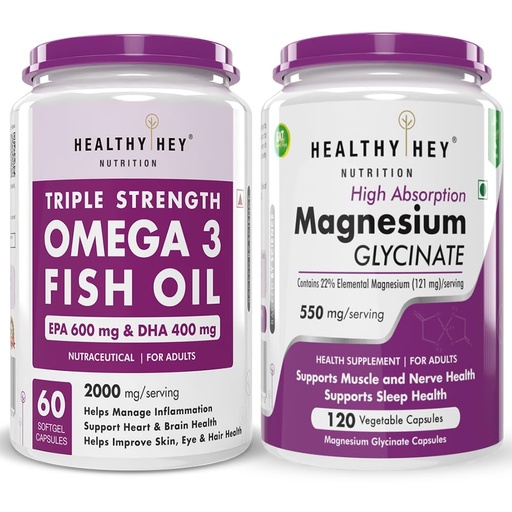 [BRSRAZYRDMOQE3D5] HealthyHey Nutrition Fish oil 60 capsules & magnesium glycinate 120 capsules