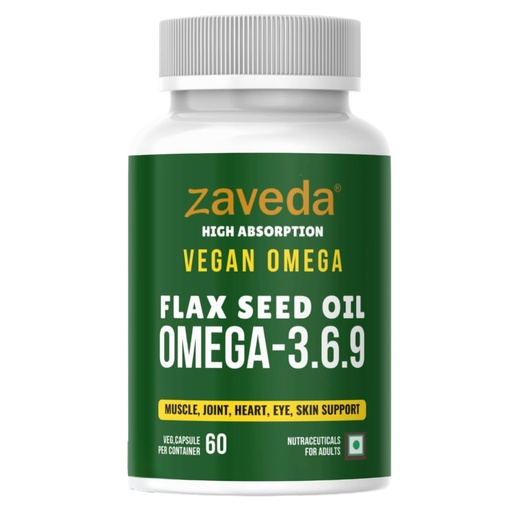 [BRSRAAQ5BF4BAGQU] Vegan Omega 3.6.9 Flax Seed Oil Capsules, 1000 mg, 60 Capsules