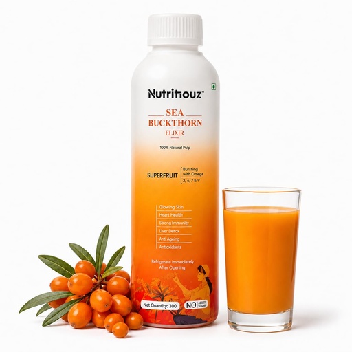 [BRSRGAQ3BUIAGDLJ] Himalayan Sea buckthorn Elixir – 300 ml | Cold-Pressed Sea Buckthorn Pulp | Rich in Natural Vitamin C, Omegas 3, 6, 7 & 9 | Antioxidant-Rich Herbal Juice for Immunity, Heart Wellness, Skin Radiance & Digestive Health