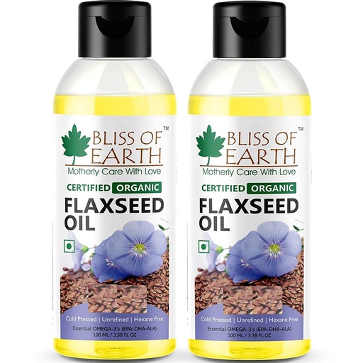 [BRSWECQPCIPA43Q2] Bliss of Earth™ 100% Pure Natural Flaxseed Oil with OMEGA-3 Pack of 2 (2 X 100ML)