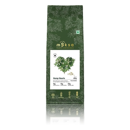 [BRSRYZYCDJ6GGDT6] Moksa Hemp Hearts Hulled Seeds | Rich in Omega 3, 6 & 9 | Plant-Based Protein | High Fibre Superfood | Vegan | Gluten Free | Non-GMO (300gm)