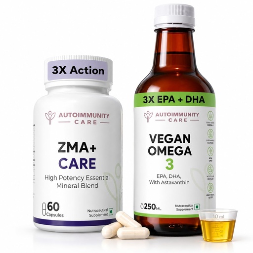 [BRSRYZLYAEFWY3A4] Autoimmunity Care Vegan Omega 3 Oil and Autoimmunity Care ZMA Care Zinc Magnesium Supplement Bundle