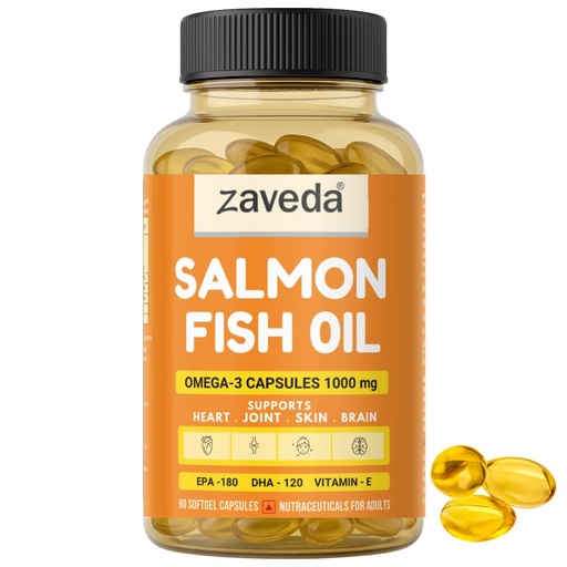 [BRSRAHQCCMOWGCIY] Salmon Omega 3 Fish Oil Capsules 1000 mg 90 Caps