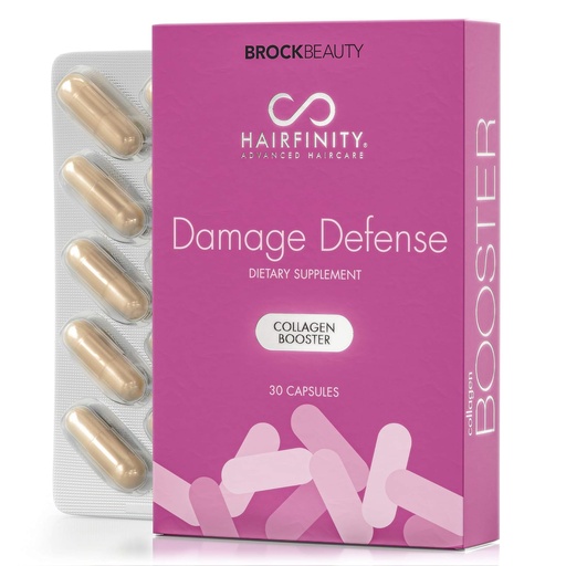 [BRSWKHD2AJYRCDI2] Hairfinity Damage Defense Collagen Booster Hair Supplement for Weak, Brittle Hair - Infusion of Collagen to Support Healthy Hair Growth - 30 capsules (1 month supply)