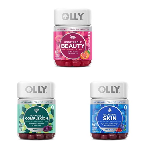 [BRSROEIZPJ4GKET4] OLLY Undeniable Beauty Gummy, 60 Count & Flawless Complexion Gummy, Clear and Healthy Skin Support - 50 Count (Pack of 1) & Glowing Skin Gummy, 25 Day Supply (50 Count)