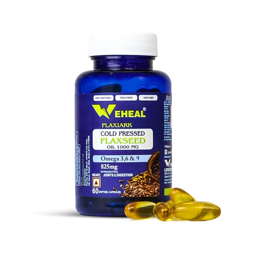 [BRSWYAQ2CQPRM23U] Cold Pressed Flaxseed Oil 1000mg | Omega 3, 6 & 9 for Heart, Joints & Digestion | 60 Softgel Capsules | Non-GMO & Fish-Free