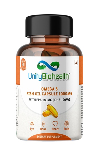 [BRSROHACBF7GOFDZ] Omega 3 Fish Oil Capsule for Joints, Heart & Brain Health, 1000mg with 180mg EPA & 120mg DHA (60 capsules)