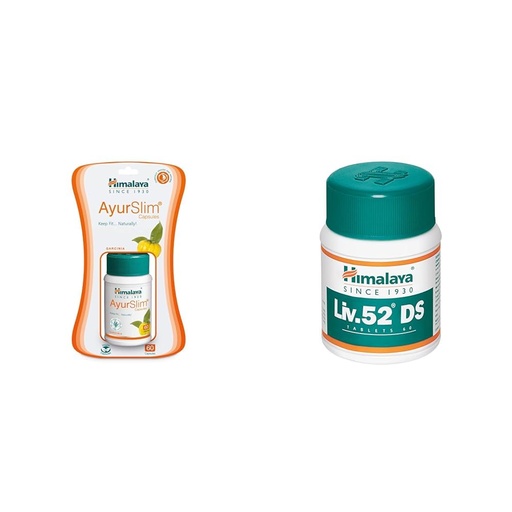 [BRSRYYADDEJRMF34] Himalaya Wellness AyurSlim Capsules - Pack of 60 Pieces (Weight Management) | Himalaya Liv.52 DS Tablets 60