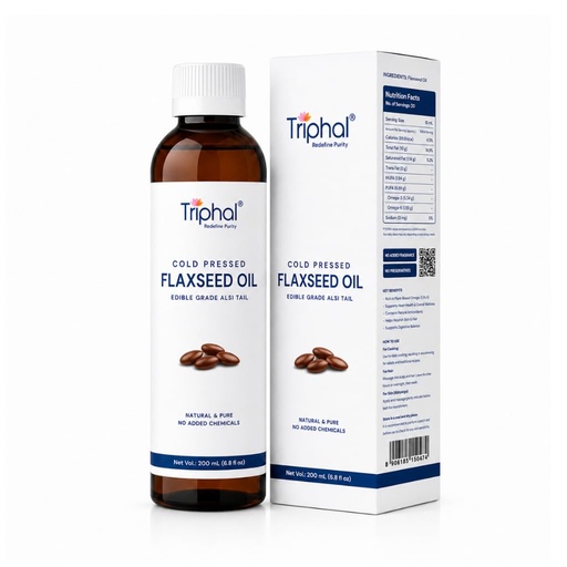 [BRSRYGD7AEGQ42Y7] TRIPHAL Flaxseed Oil 200ml | Cold Pressed Alsi Oil, Omega-3 Source